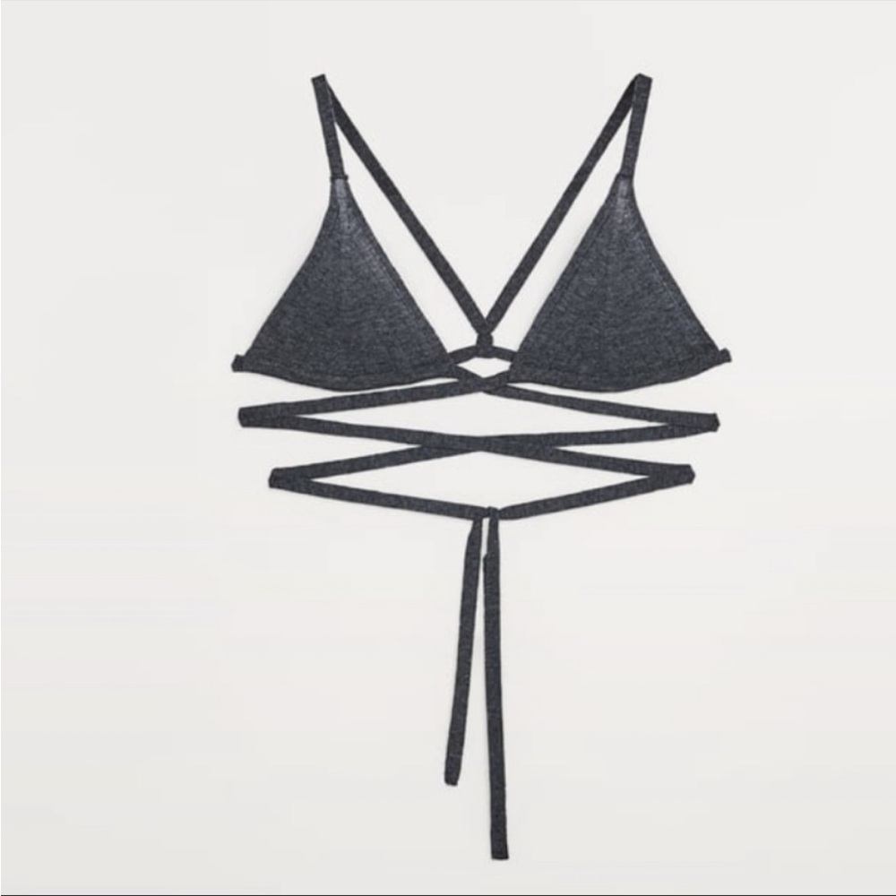 NWT Zara Strappy Wool Grey Bralette Size Small